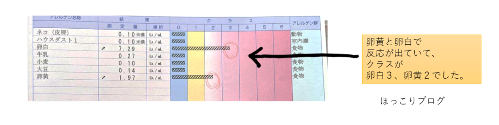 アレルギー検査の結果